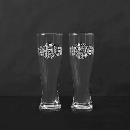 The back of the Death Wish Coffee Dragon's Dawn Pint Glass Set.