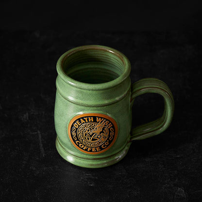 A top down view of the Death Wish Coffee Dragon's Dawn Tankard.