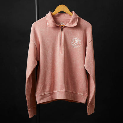 The front of the Death Wish Coffee Pink Haze Cropped Half Zip.