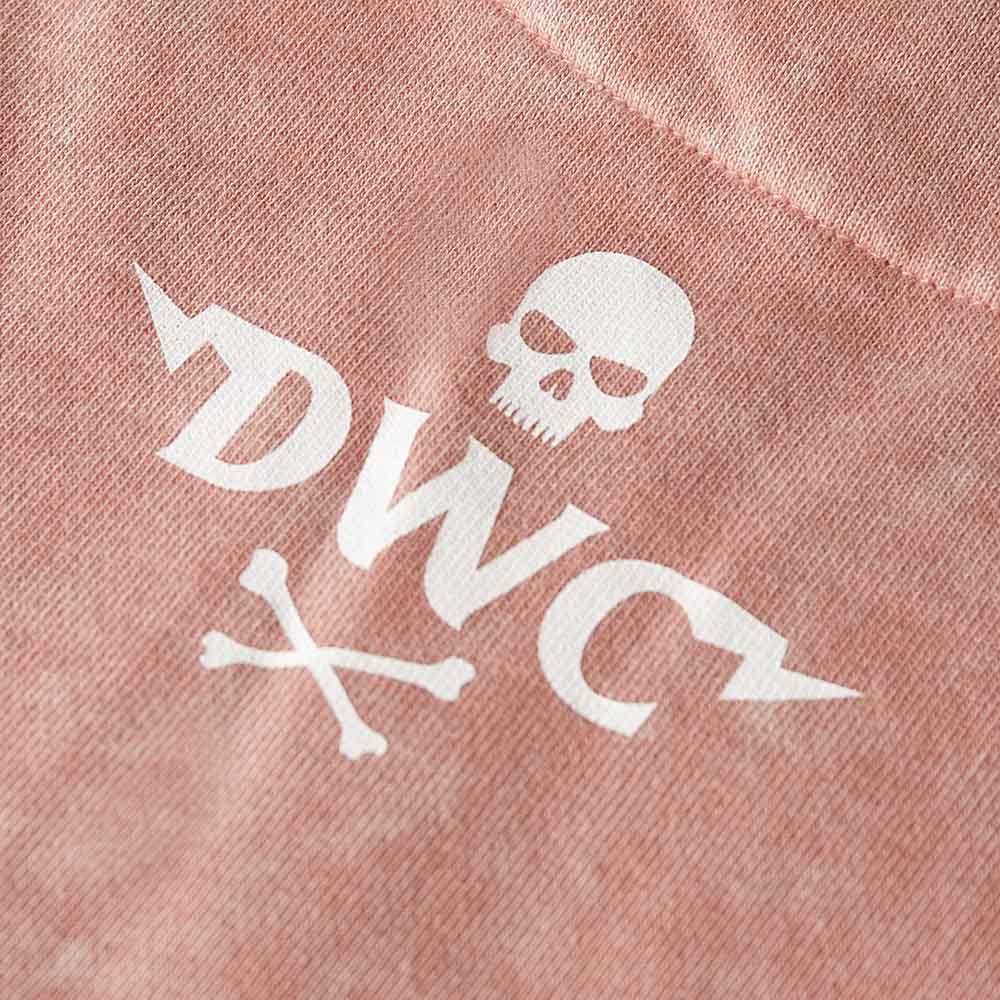 A close up of the back of the Death Wish Coffee Pink Haze Cropped Half Zip.