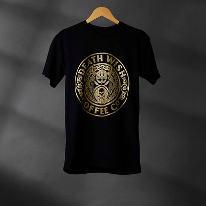 The front of the Death Wish Coffee Gates of Valhalla Tee.