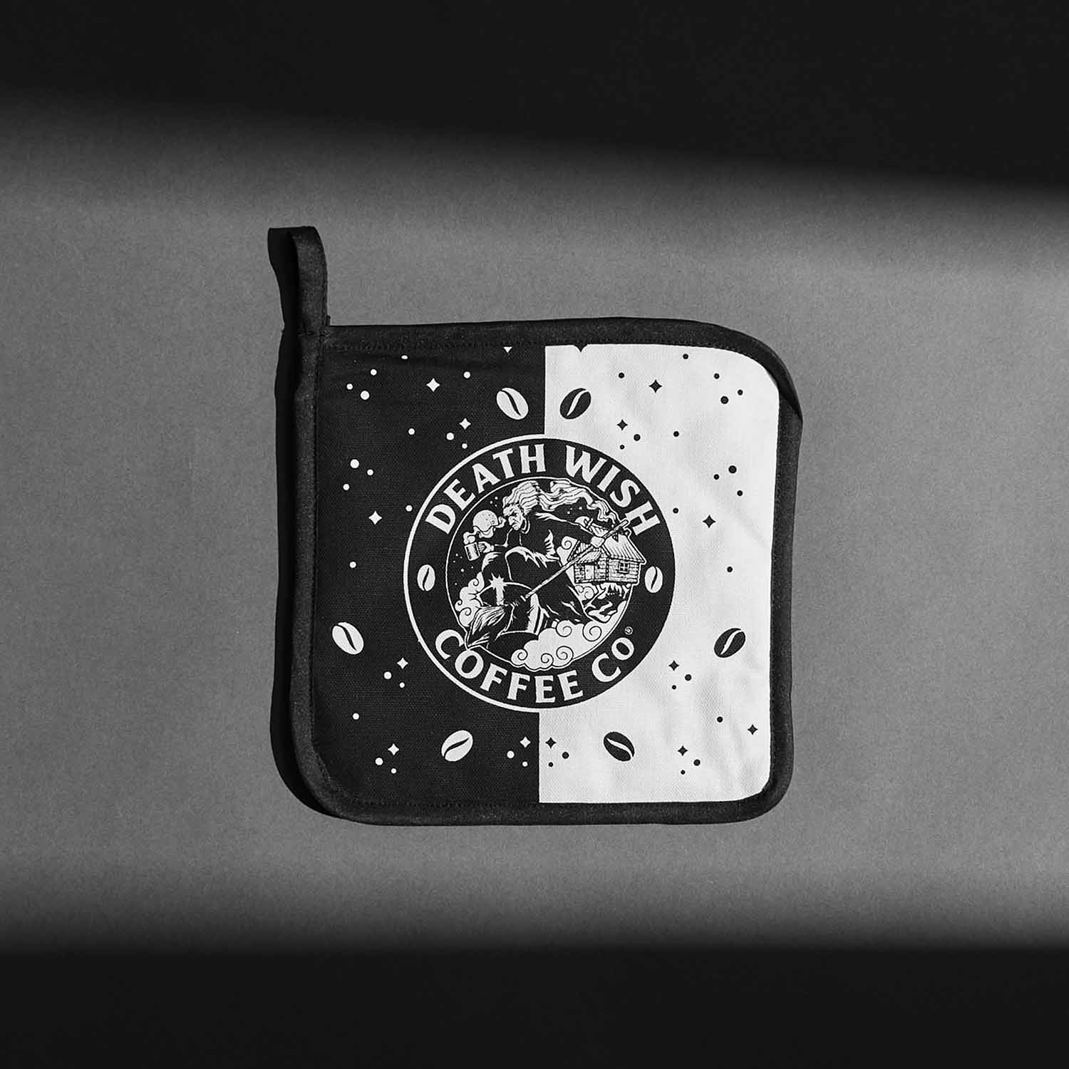 The potholder from the Death Wish Coffee Witch's Kitchen Towel and Potholder Set.