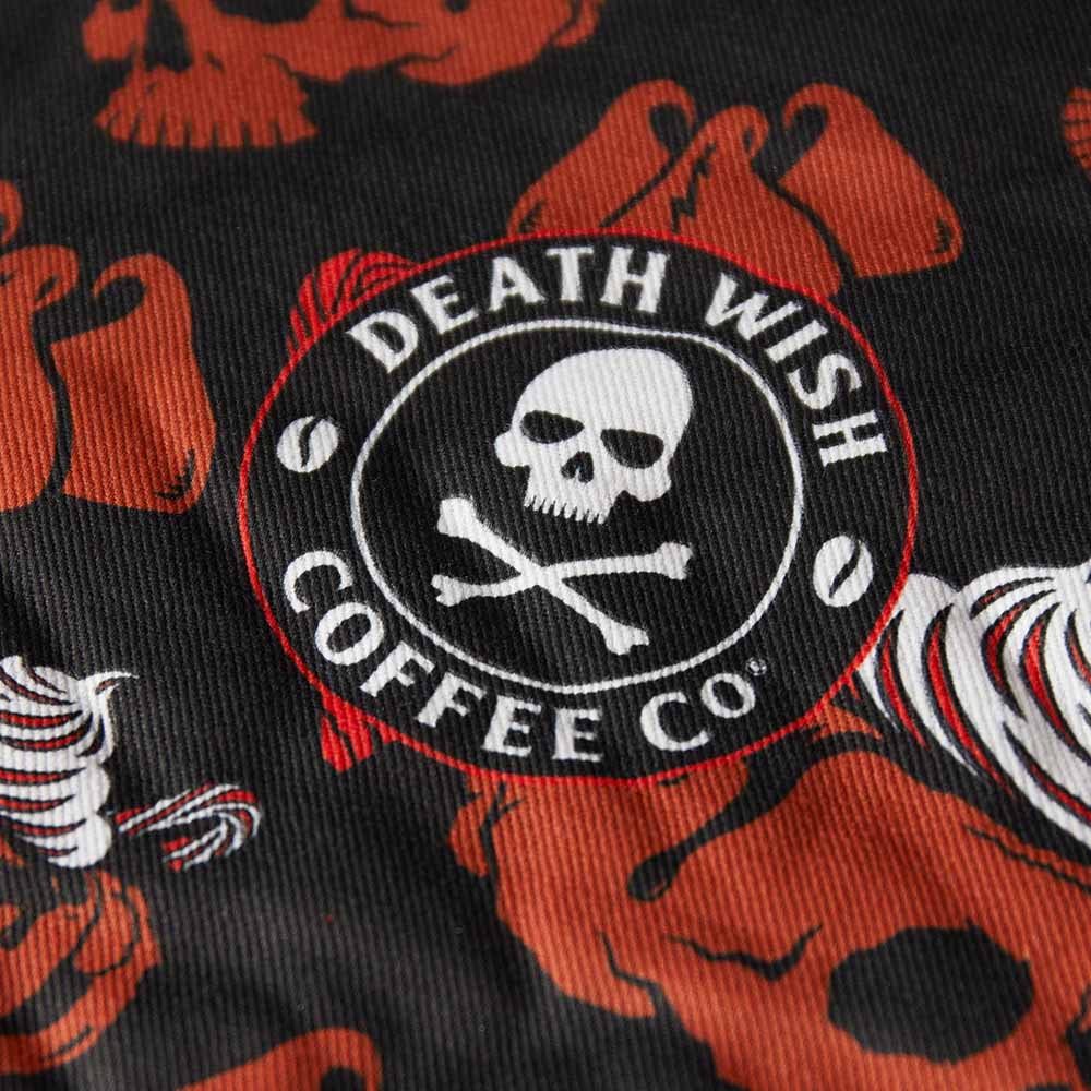 A close up of the Death Wish Coffee Peppermint Mocha Pot Holder.