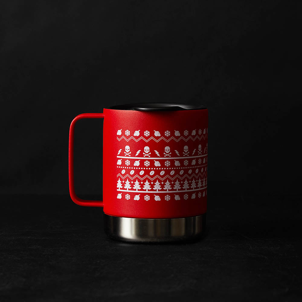 The sweater inspired mug from the Death Wish Coffee Don't Flake On Me Mug Set.