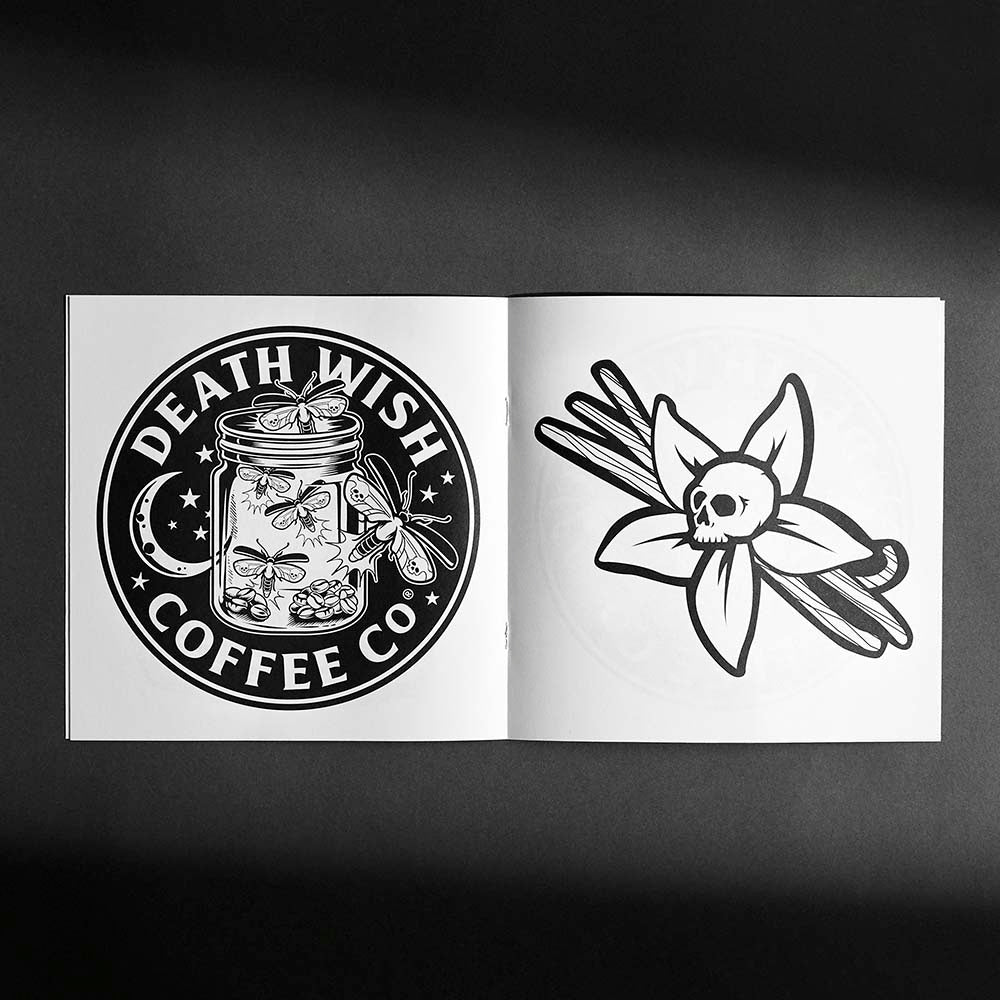 The Death Wish Coffee Medallion Meditations Coloring Book.