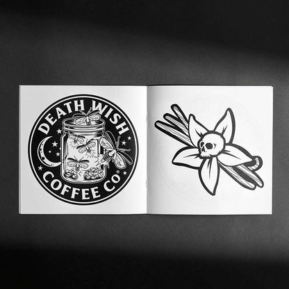 The Death Wish Coffee Medallion Meditations Coloring Book.