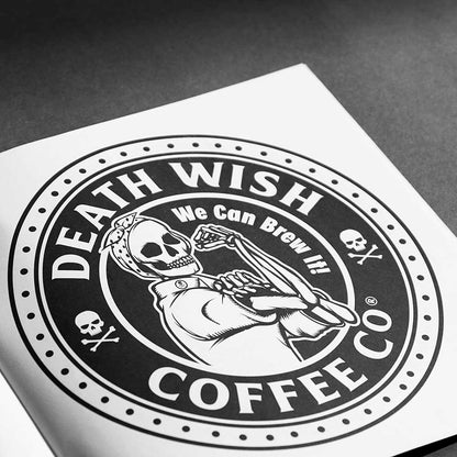 The Death Wish Coffee Medallion Meditations Coloring Book Rosie the Riveter medallion.