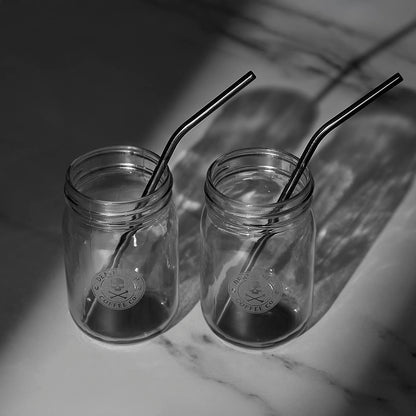 A top down view of the Death Wish Coffee Coal Brew Mason Jar Set.