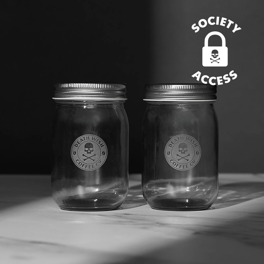Unlock early access to the Death Wish Coffee Coal Brew Mason Jar Set.