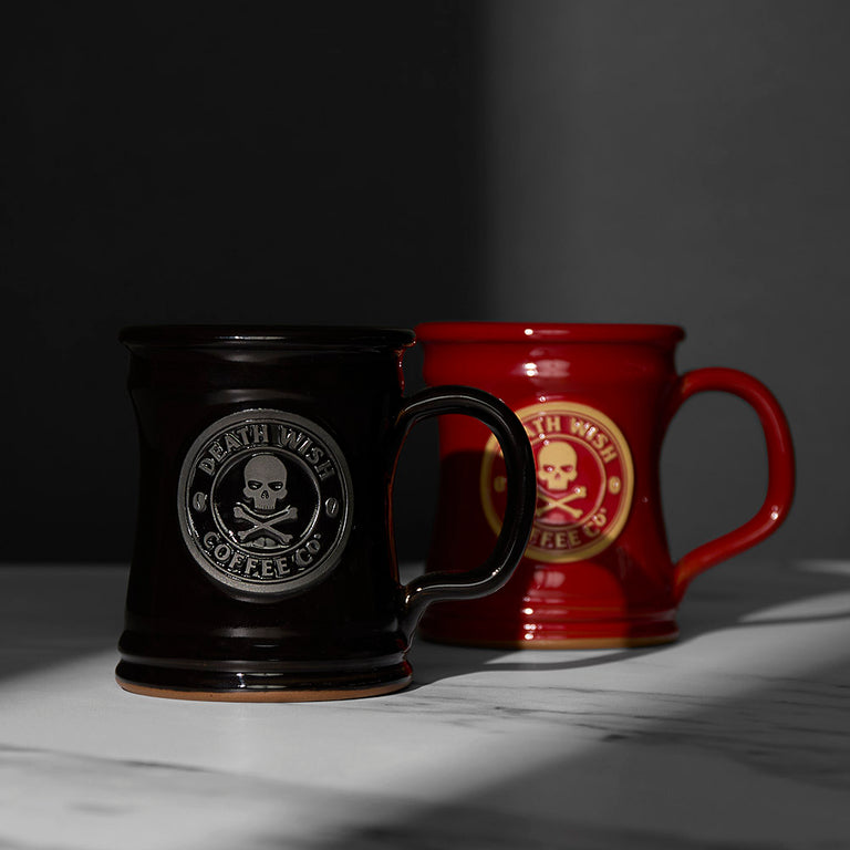Both variations of the Death Wish Coffee Naughty or Nice Mug.