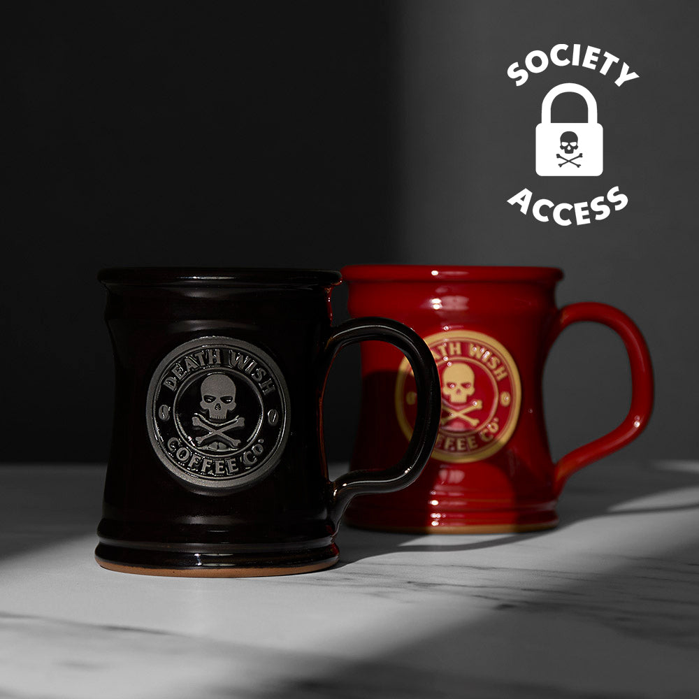 Both variations of the Death Wish Coffee Naughty or Nice Mug.