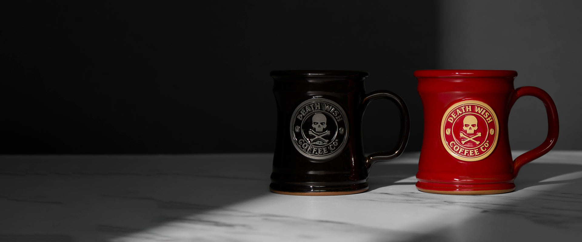 Both variations of the Death Wish Coffee Naughty or Nice Mug.