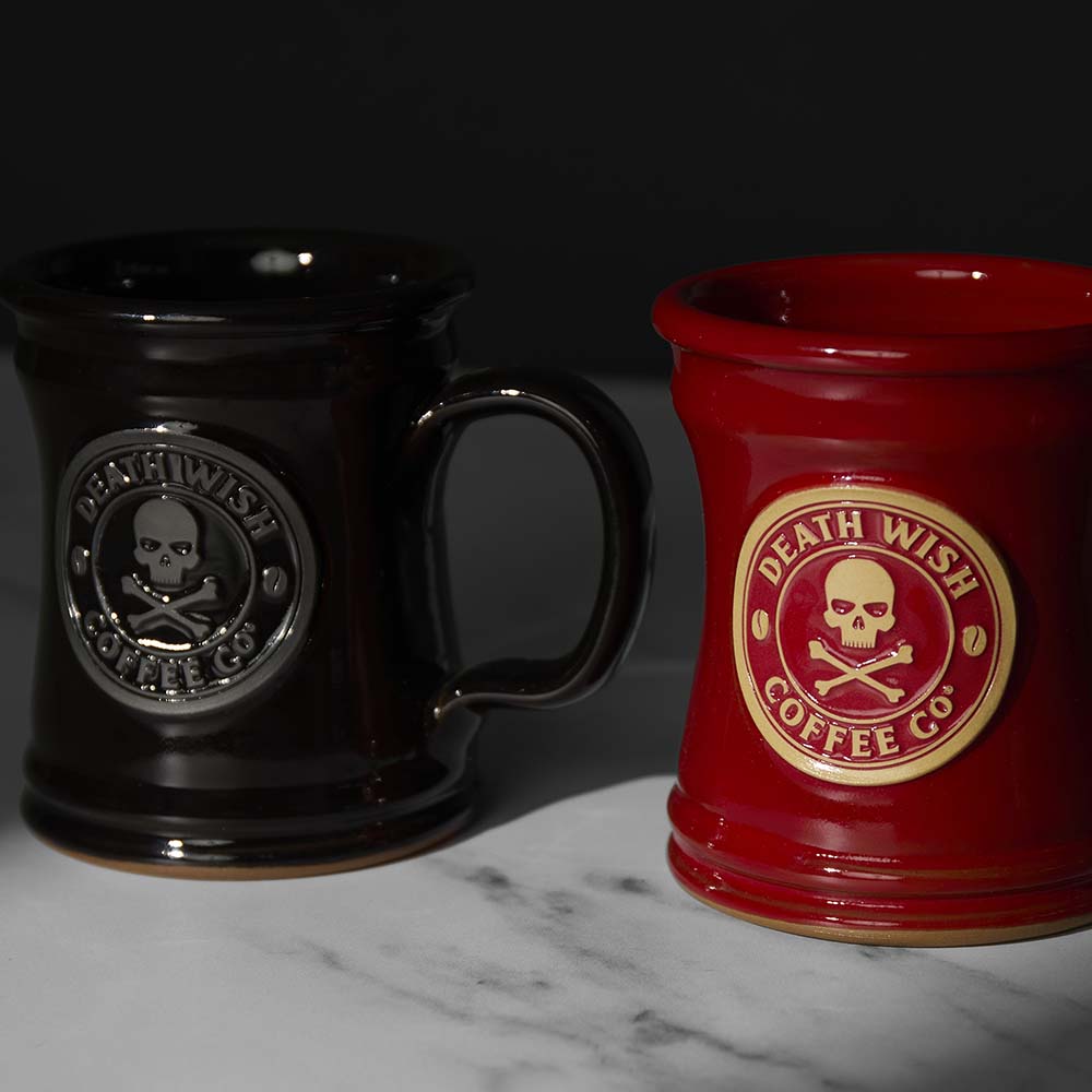 Both variations of the Death Wish Coffee Naughty or Nice Mug.