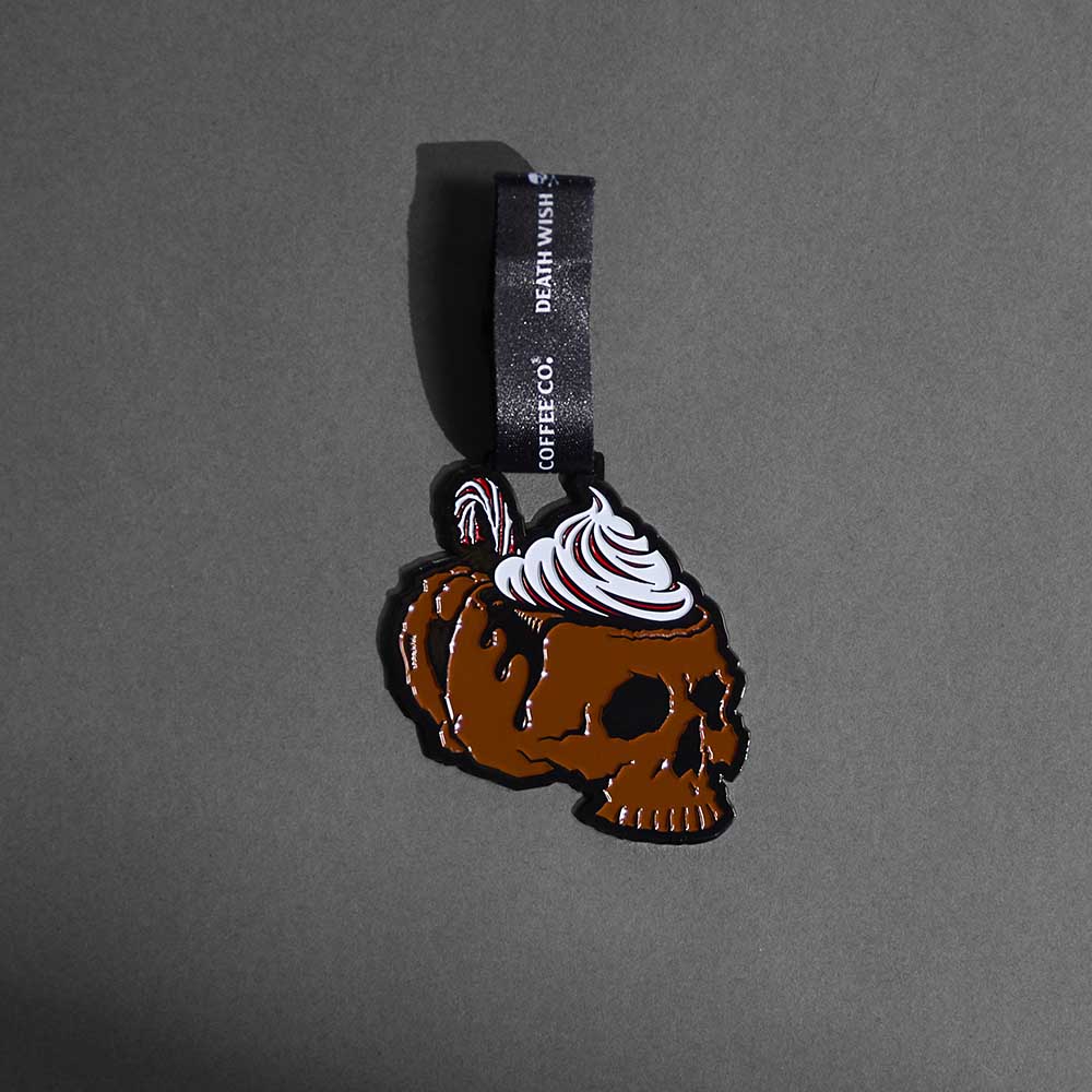 The Death Wish Coffee Peppermint Mocha Ornament.