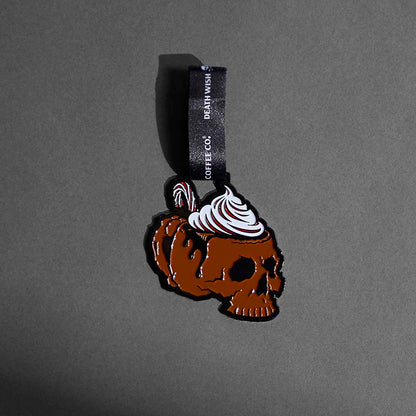 The Death Wish Coffee Peppermint Mocha Ornament.