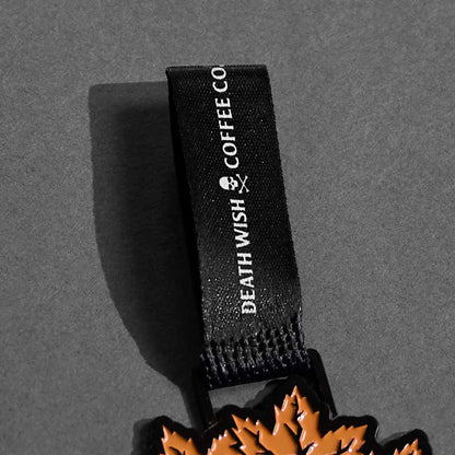 A close up of the Death Wish Coffee Deck the Skulls Ornament Set.