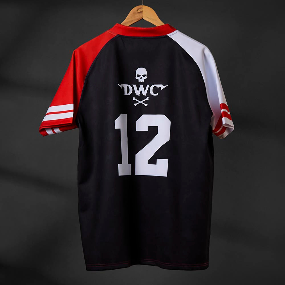 The back of the Death Wish Coffee What The Ruck Rugby Jersey.