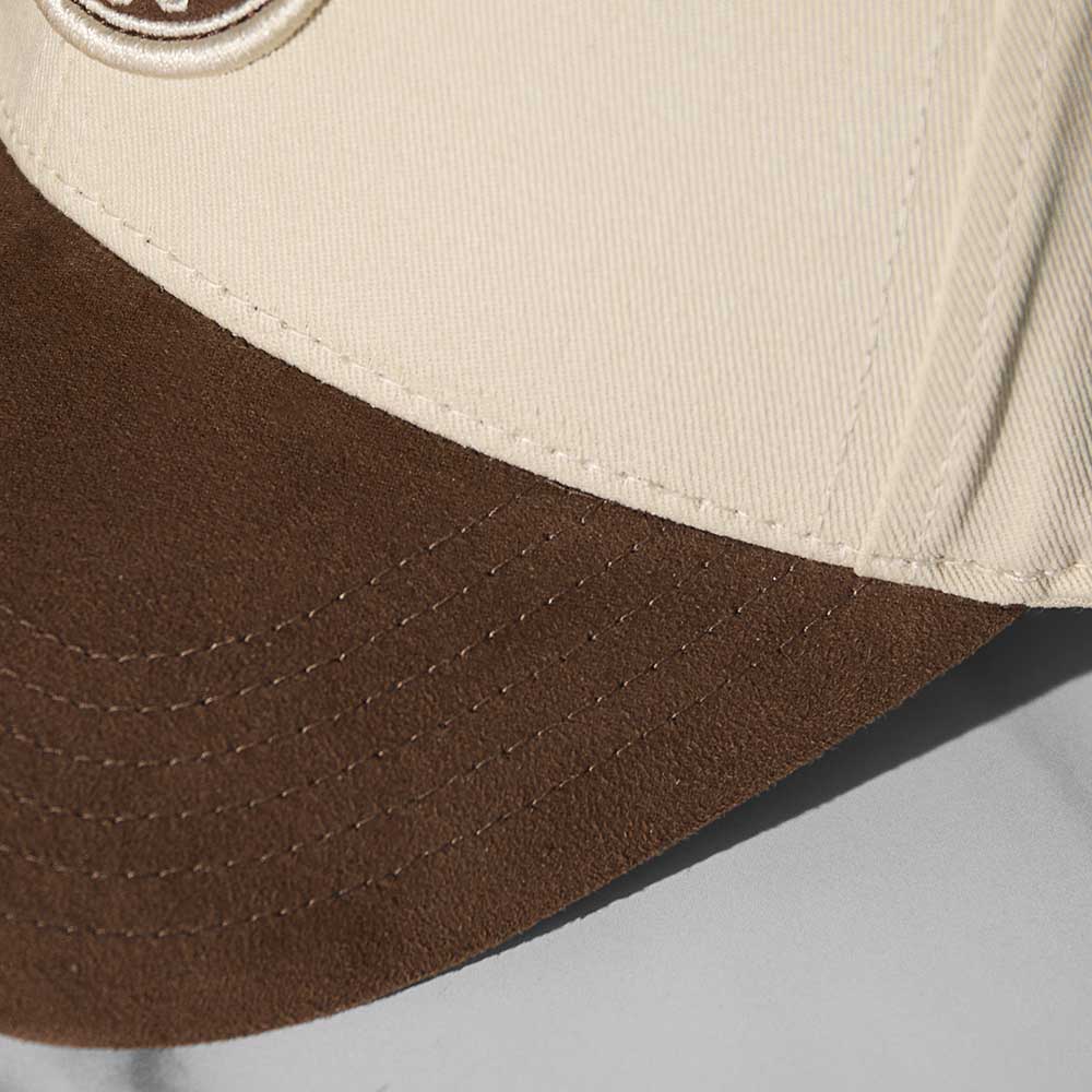 A close up of the Death Wish Coffee Cream and Coffee Snapback.
