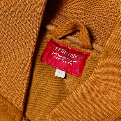 A detail shot of the Death Wish Coffee Rough Cut Canvas Jacket.