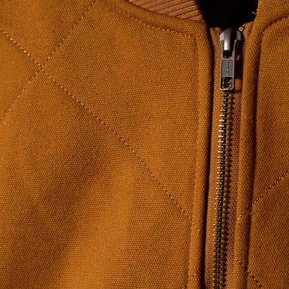 A detail shot of the Death Wish Coffee Rough Cut Canvas Jacket.