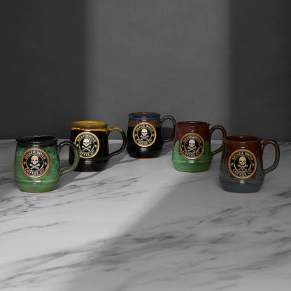 Five different glaze combinations you could get with the Death Wish Coffee Mystery Mug.