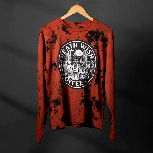 The front of the Death Wish Coffee Trick or Treat Long Sleeve.