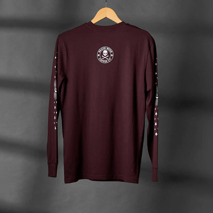 The back of the Death Wish Coffee Dark Spirits Long Sleeve.