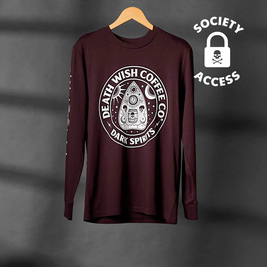 Unlock early access to the Death Wish Coffee Dark Spirits Long Sleeve.