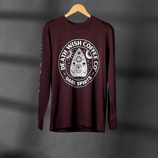 The front of the Death Wish Coffee Dark Spirits Long Sleeve.