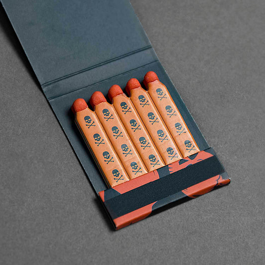The matches inside the Death Wish Coffee Fired Up for Fall Matchbook.