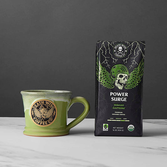 Buy the Death Wish Coffee Power Surge Ground Bundle for a chance to win a Free Golden Ticket Mug.