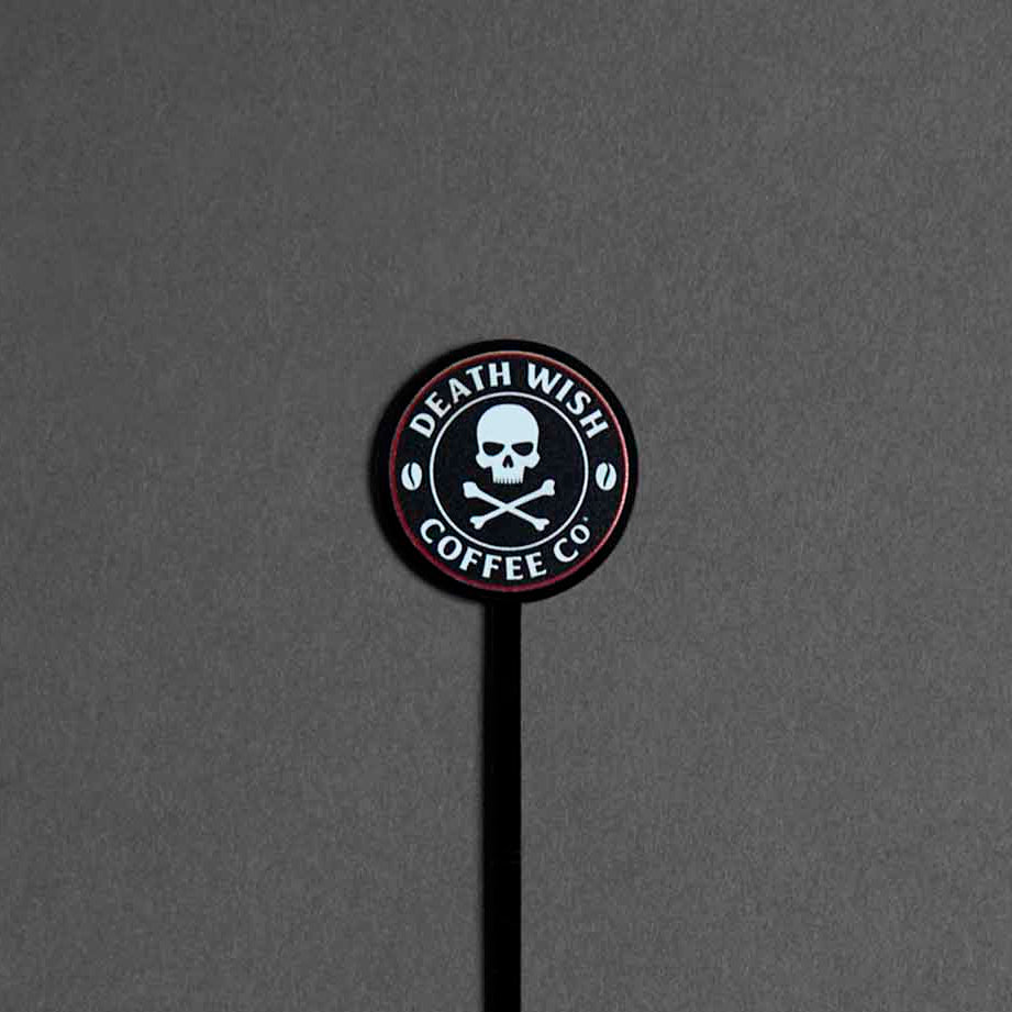 The classic logo stir stick from the Death Wish Coffee Stir Stick Set.