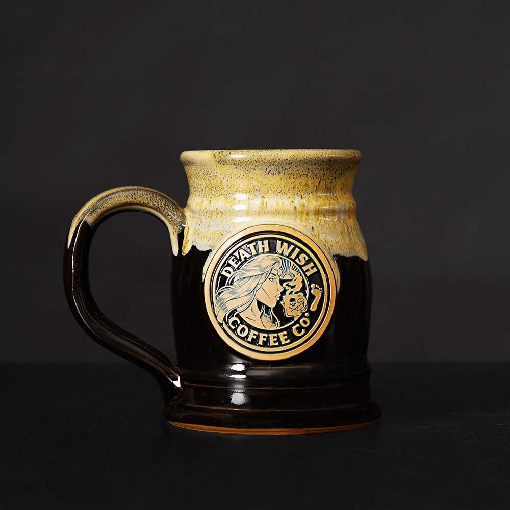 The human medallion on the Death Wish Coffee Two Faced Tankard.