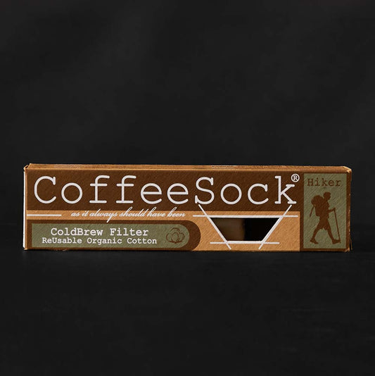Coffee Sock Reusable ColdBrew Filter - Hikers Edition in its packaging.