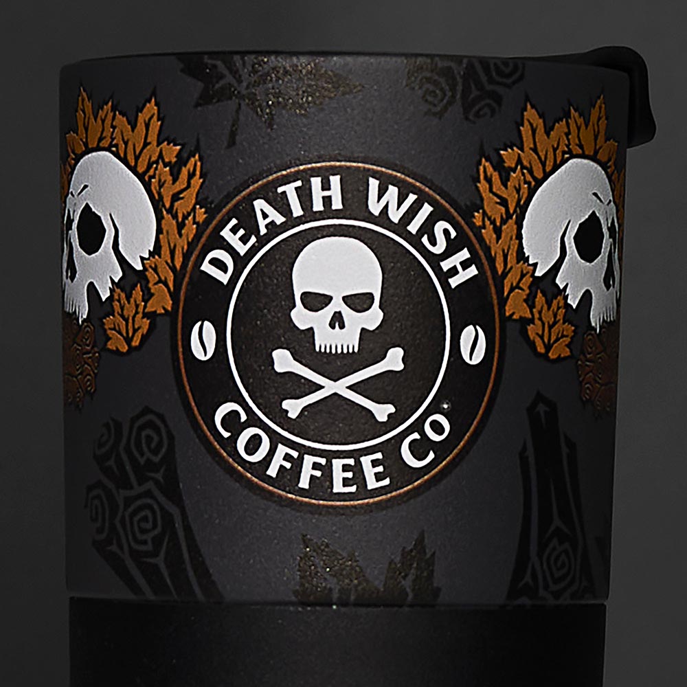 A close up of the Death Wish Coffee Maple Cinnamon Klean Kanteen.
