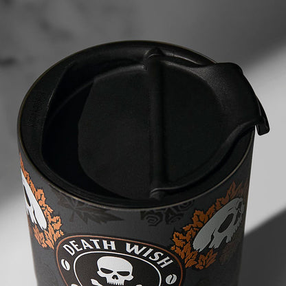 A top down view of the Death Wish Coffee Maple Cinnamon Klean Kanteen.