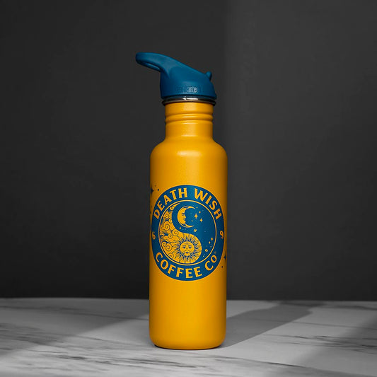 The front of the Death Wish Coffee Divine Balance Klean Kanteen.