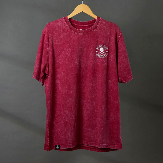 The front of the Death Wish Coffee Red The Room Tee.