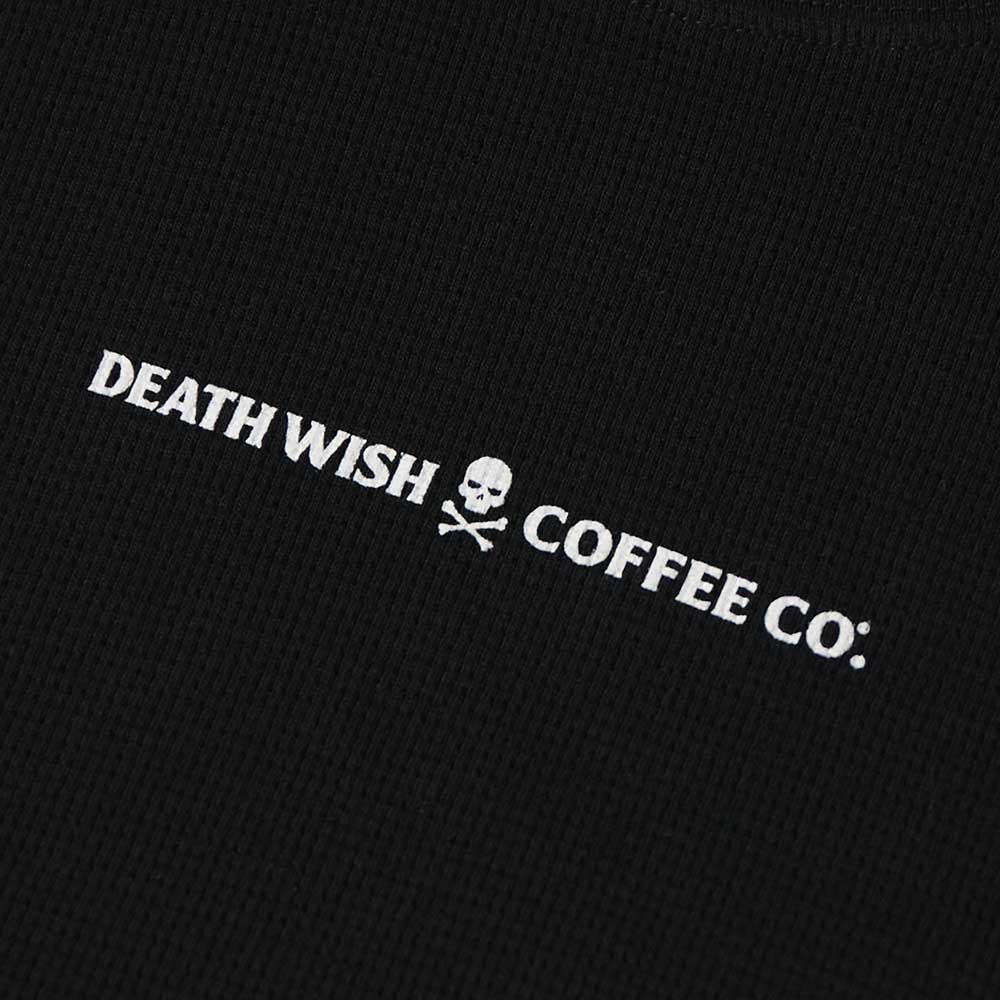 A close up of the Death Wish Coffee Self Centered Waffle Knit.
