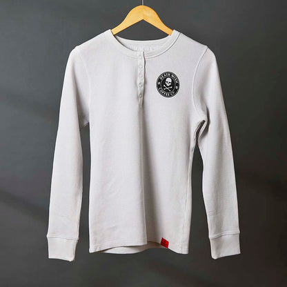 The front of the Death Wish Coffee Rolling Bones Women's Waffle Knit.