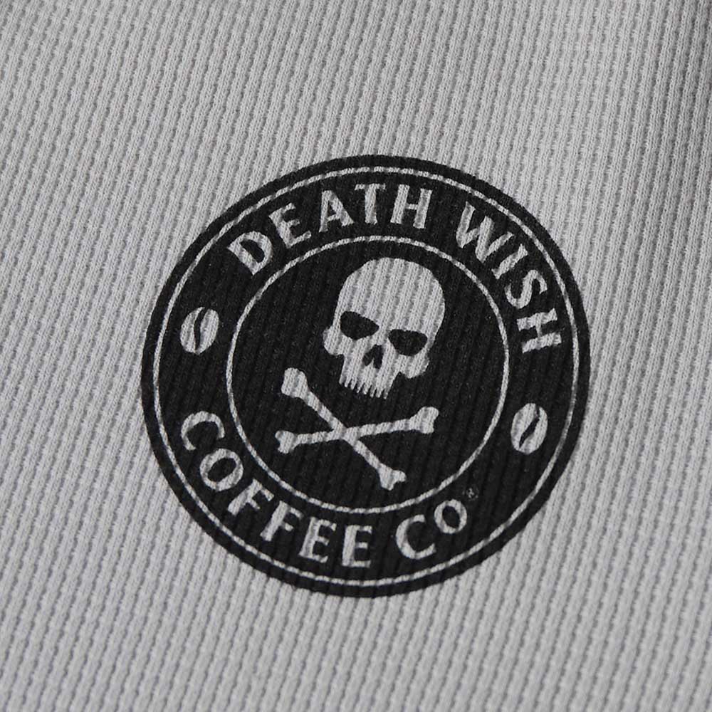 A close up of the Death Wish Coffee Rolling Bones Women's Waffle Knit.