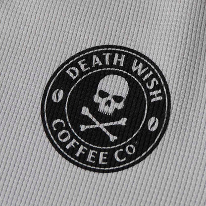 A close up of the Death Wish Coffee Rolling Bones Women's Waffle Knit.