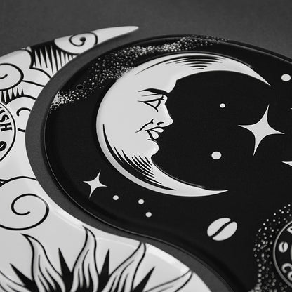 A close up of the Death Wish Coffee Divine Balance Tin Sign.