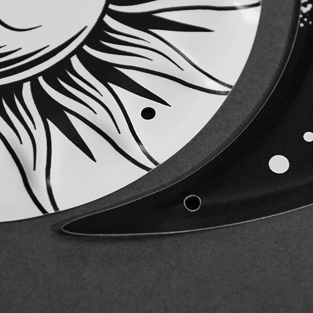 A close up of the Death Wish Coffee Divine Balance Tin Sign.