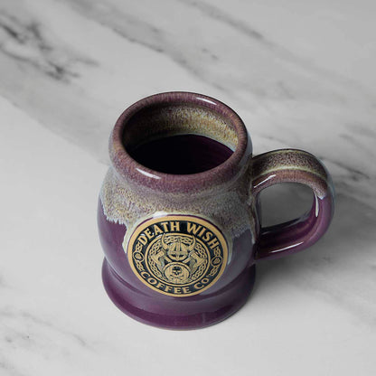 A detail shot of the Death Wish Coffee Valhalla Java Brewed for Battle Bundle Mug.