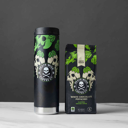 The Death Wish Coffee White Chocolate Pistachio Ground Bundle.