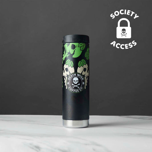 Unlock society early access to the Death Wish Coffee White Chocolate Pistachio Klean Kanteen (20oz).