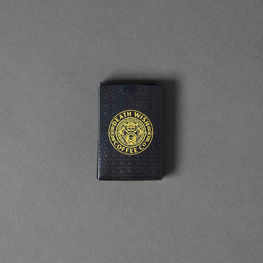 The box of the Death Wish Coffee Odin's Deck of Destiny Playing Cards.