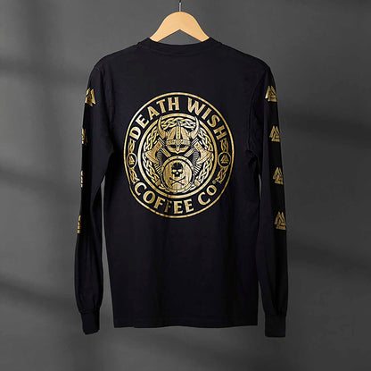 The back of the Death Wish Coffee Gates of Valhalla Long Sleeve.