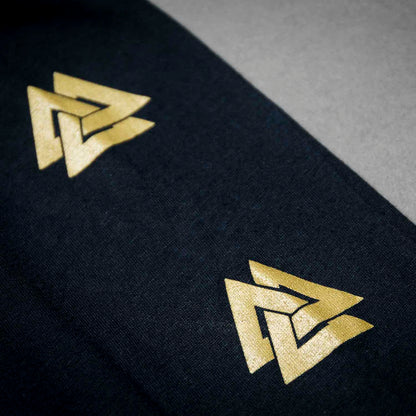 A detail shot of the sleeve of the Death Wish Coffee Gates of Valhalla Long Sleeve.